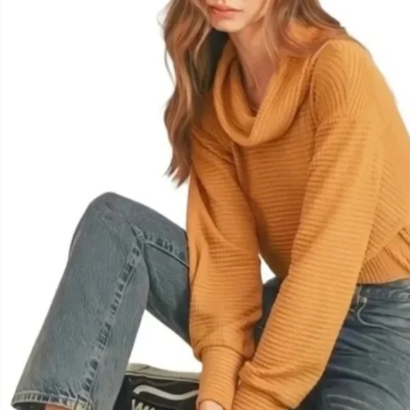 NWT Free People Juicy Long Sleeve Waffle Knit Top in Canyon Moon Color - Picture 1 of 5